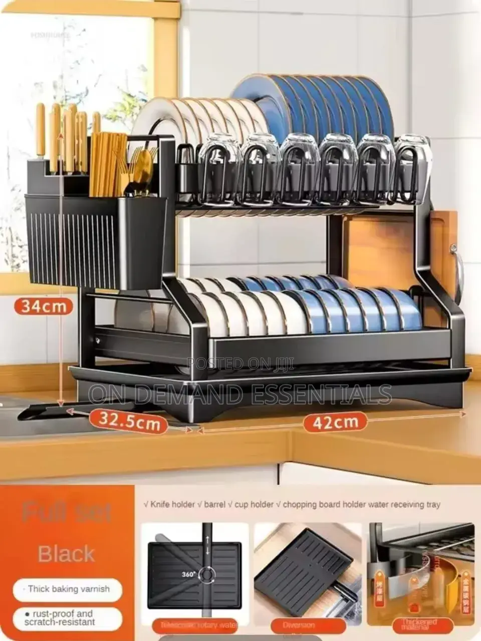 2-Tier Carbon Steel Dish Drying Rack