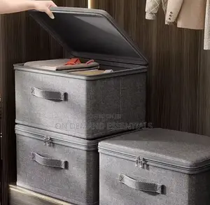 1pc Foldable Fabric Storage Box With Lid
