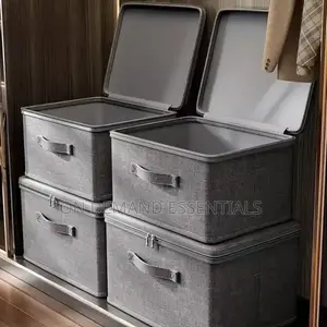 1pc Foldable Fabric Storage Box With Lid