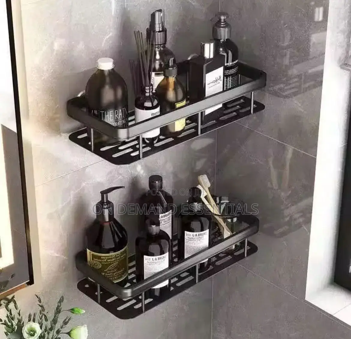 2 PCS Aluminum Alloy Rectangular Shelf With Adhesive Stickers
