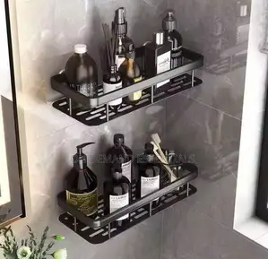 2 PCS Aluminum Alloy Rectangular Shelf With Adhesive Stickers