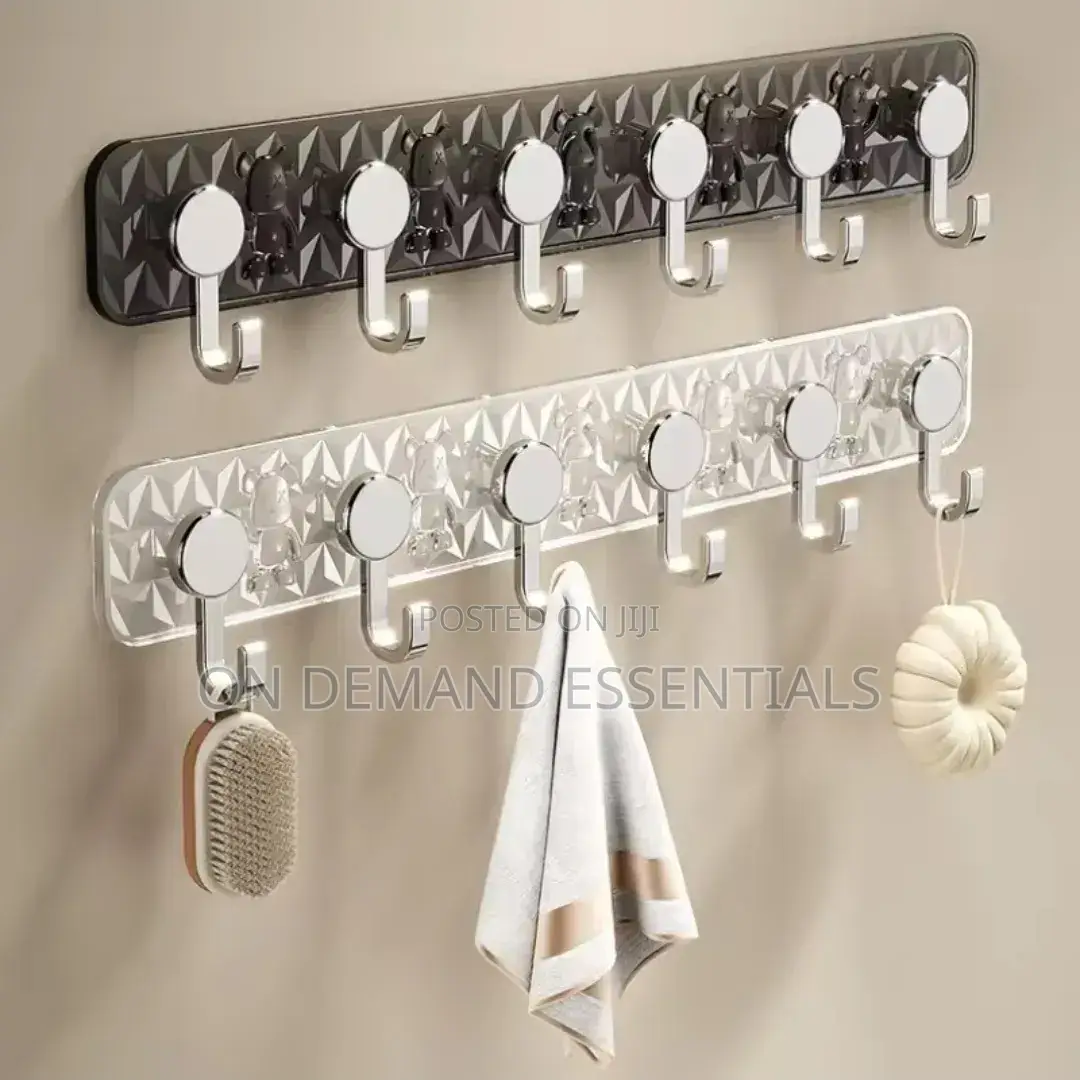 Strong Wall-Mounted Hook Rack (6 Hooks)
