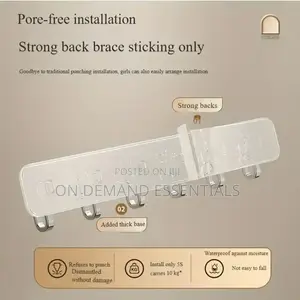 Strong Wall-Mounted Hook Rack (6 Hooks)