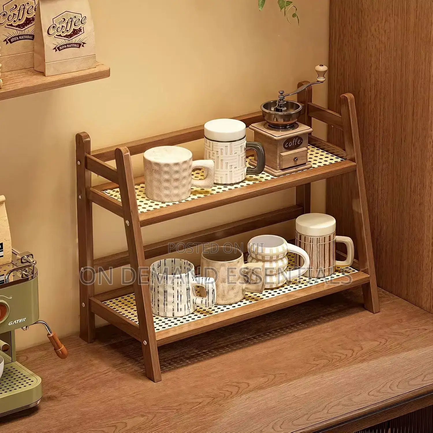 Wicker Style Bamboo Countertop Storage Rack