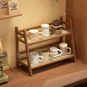 Wicker Style Bamboo Countertop Storage Rack