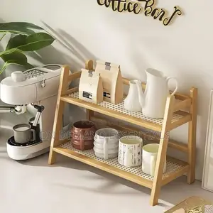 Wicker Style Bamboo Countertop Storage Rack
