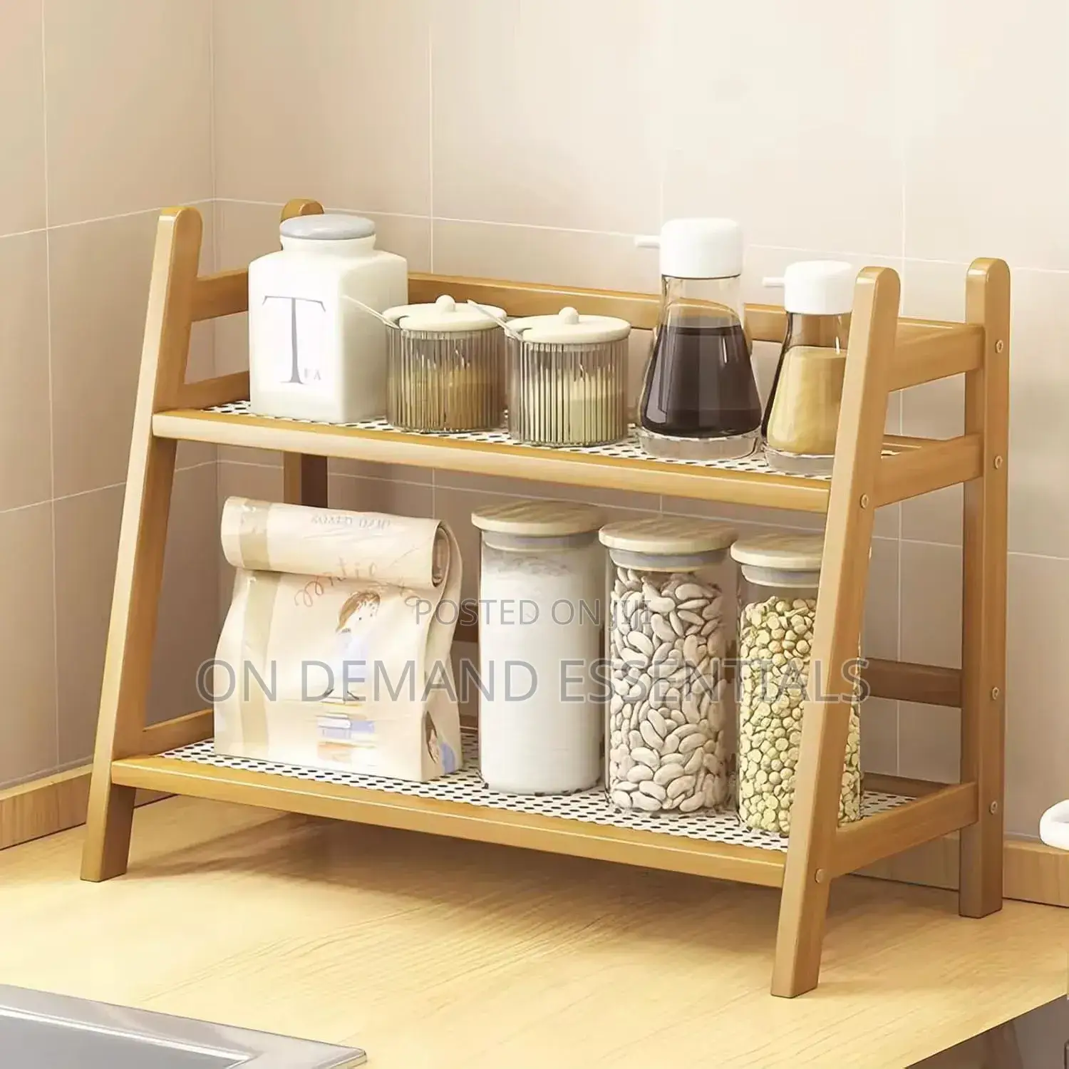 Wicker Style Bamboo Countertop Storage Rack
