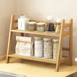 Wicker Style Bamboo Countertop Storage Rack