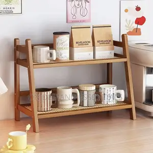 Wicker Style Bamboo Countertop Storage Rack