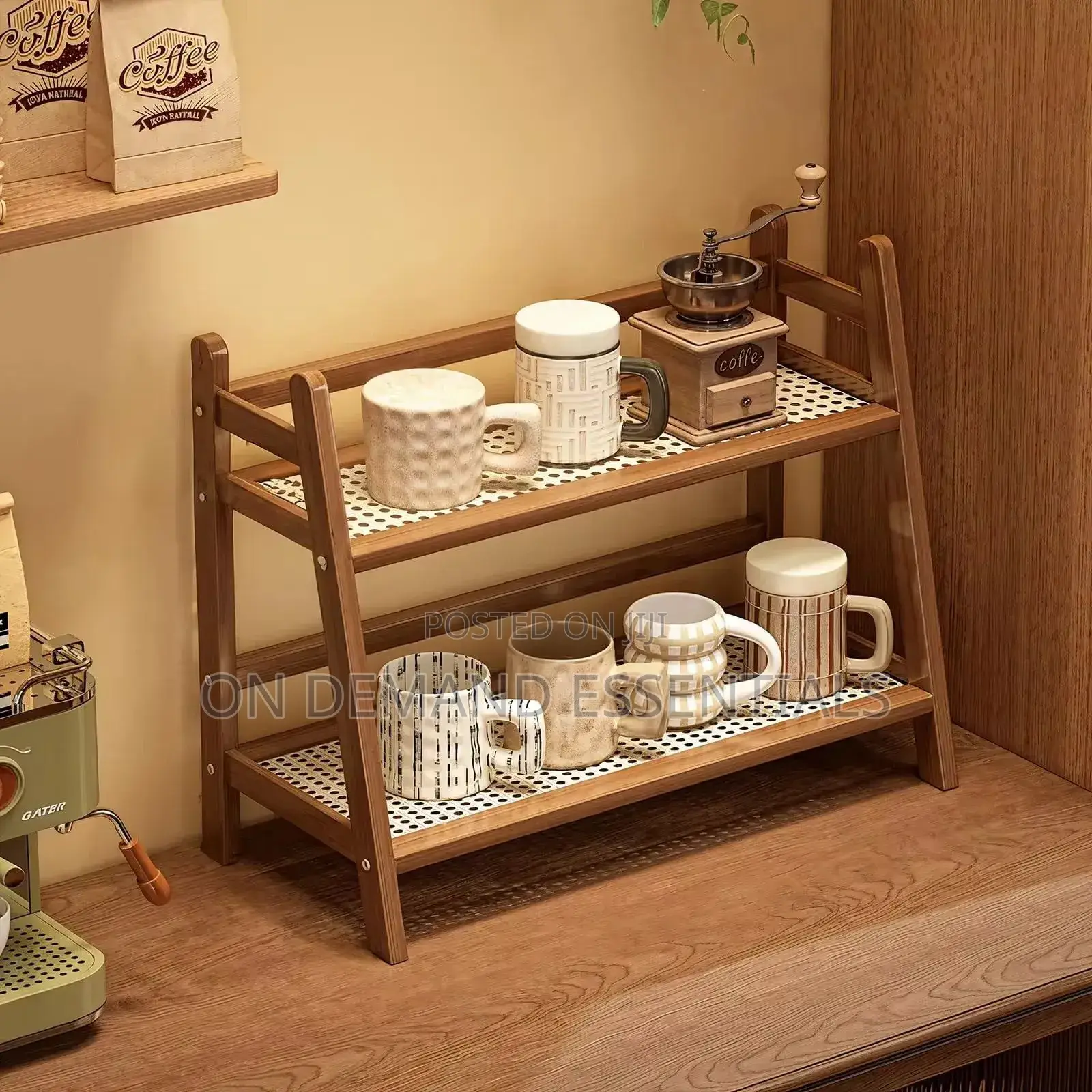 Wicker Style Bamboo Countertop Storage Rack