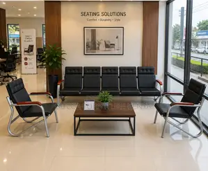 5-Seater Leather Visitor's Office Sofa