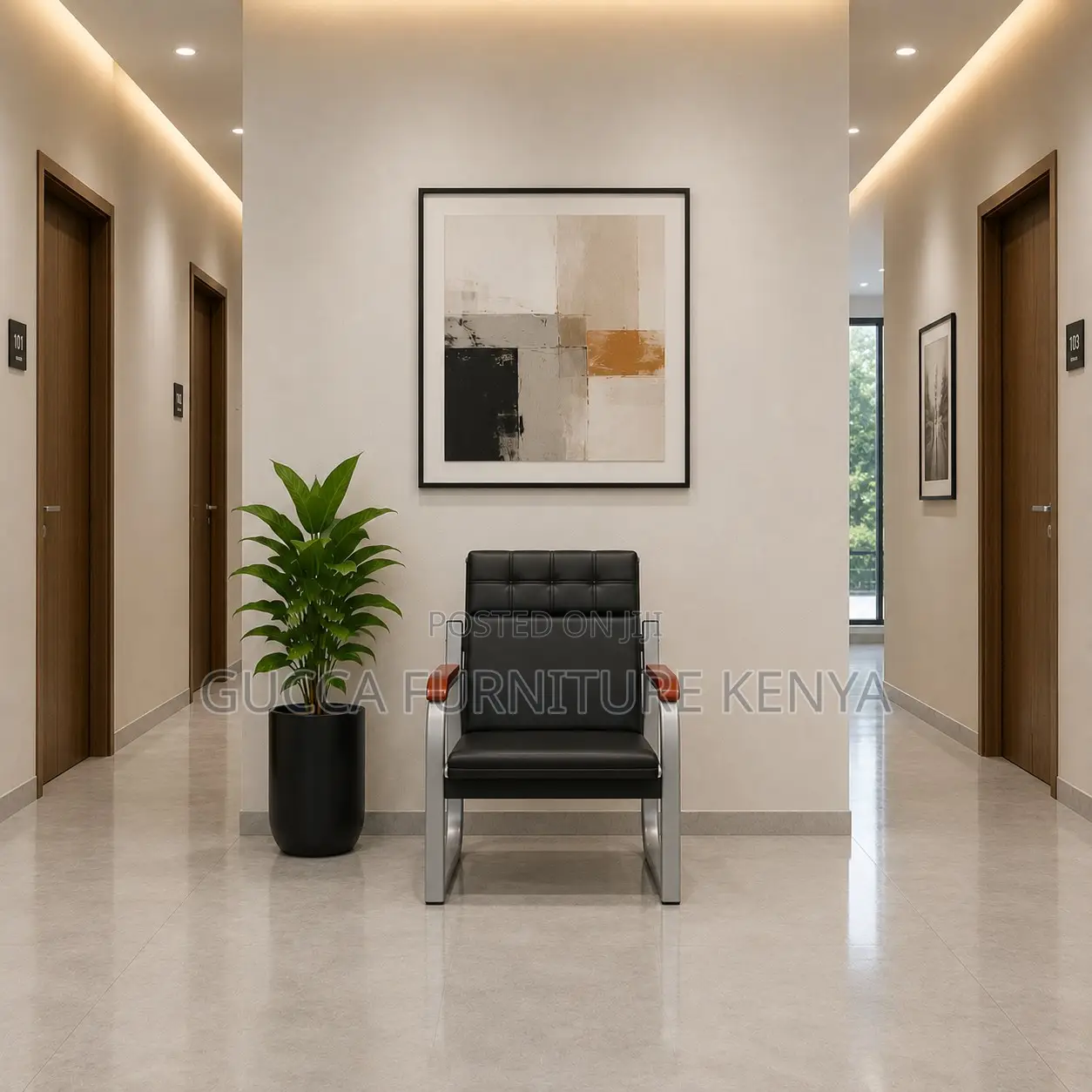 5-Seater Leather Visitor's Office Sofa