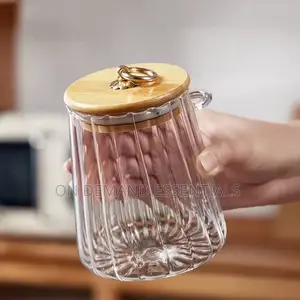 Glass Storage Jar With Bamboo Lid/Spoons