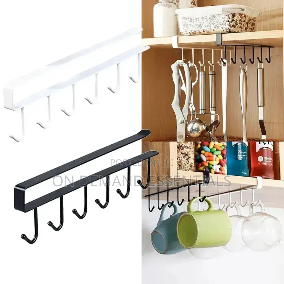 Iron 6-Hook Under Shelf Rack
