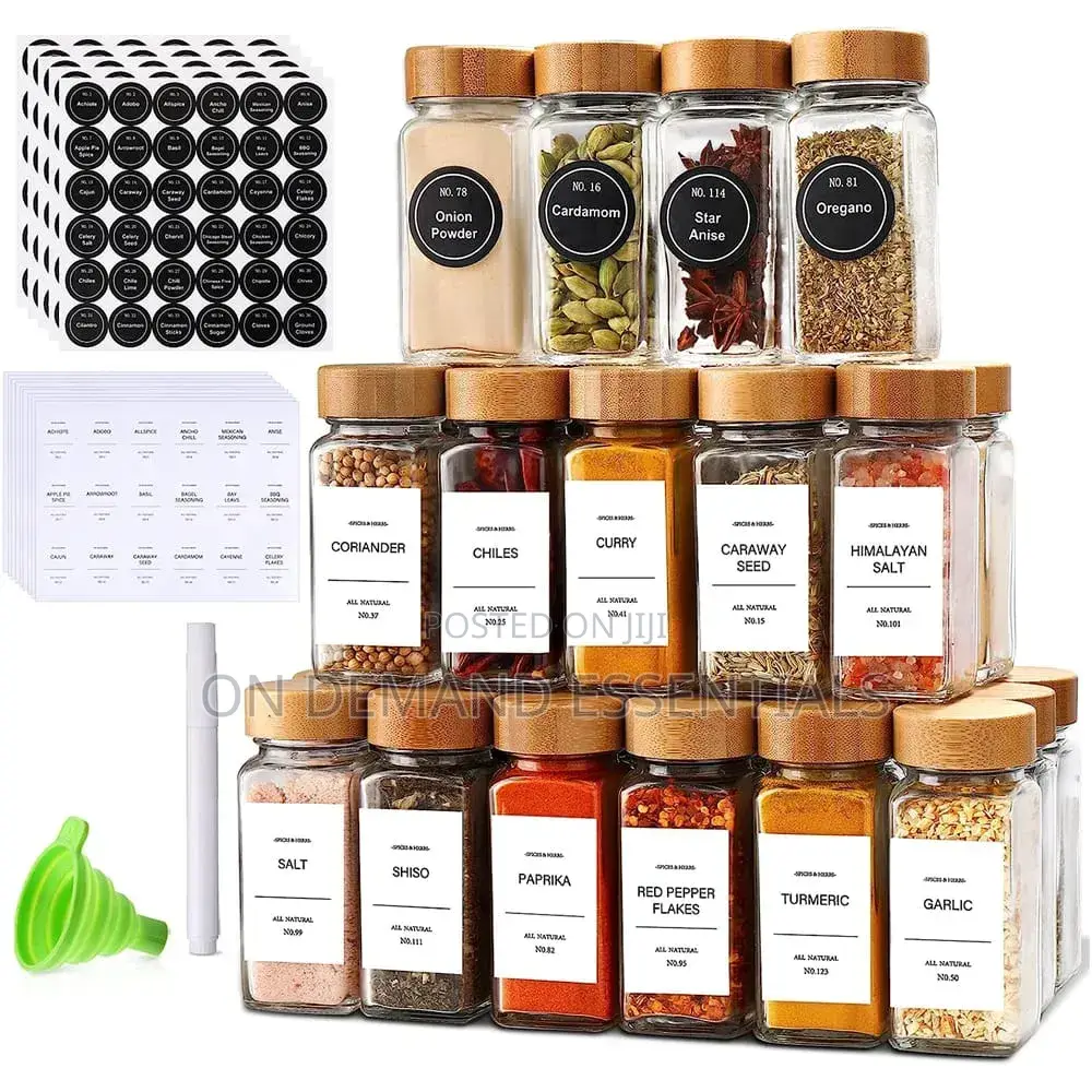 29pcs Set Glass Storage Spice Jars With Bamboo Lid