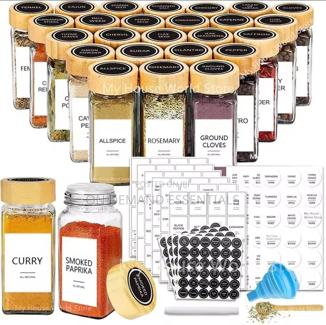 29pcs Set Glass Storage Spice Jars With Bamboo Lid