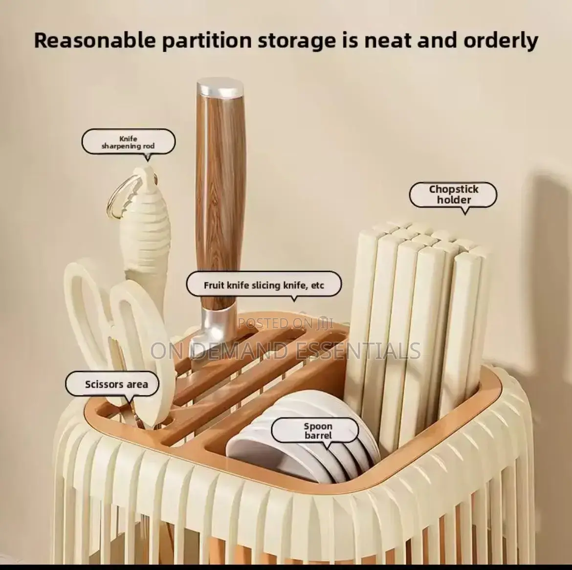 Multi-Functional Rotating Knife Utensil Rack