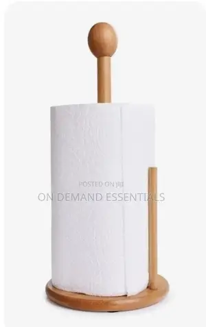 Bamboo Wood Tissue Holder Vertical Roll Pole Paper Towel Holder