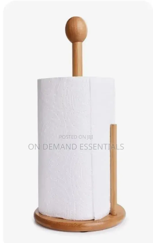 Bamboo Wood Tissue Holder Vertical Roll Pole Paper Towel Holder