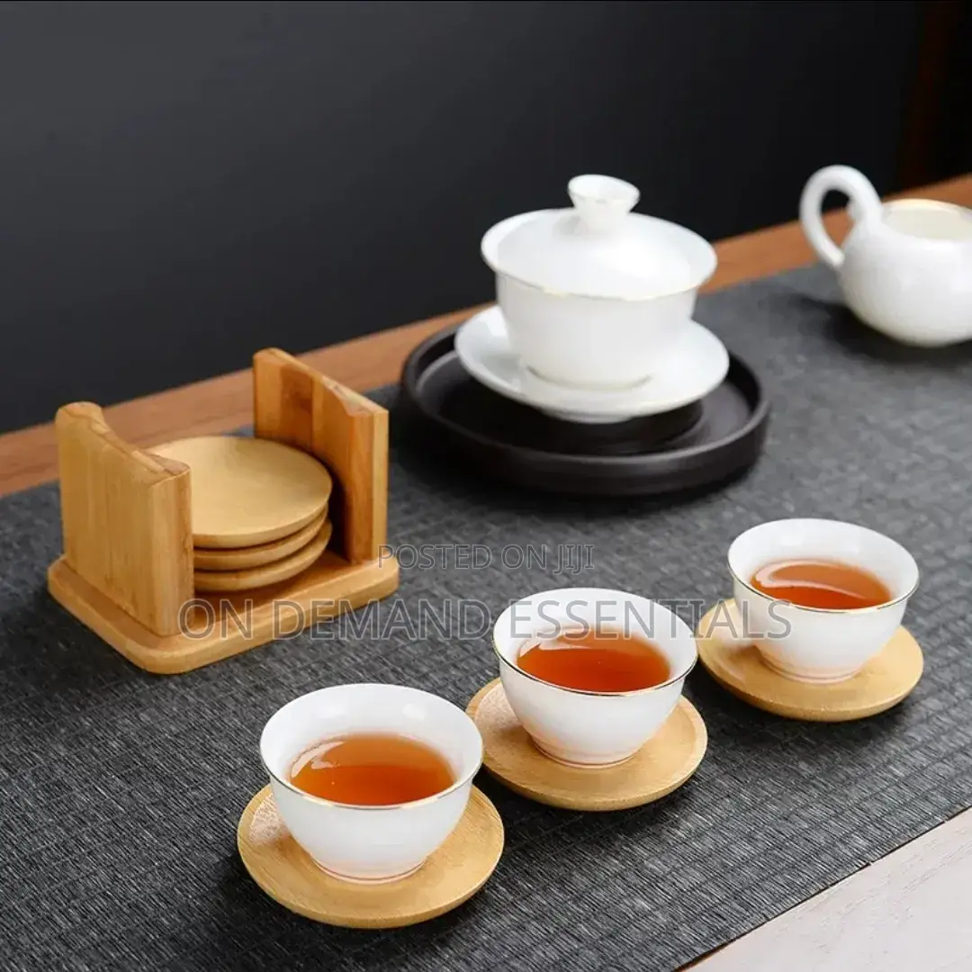 High Quality Elegant Bamboo Coaster Set