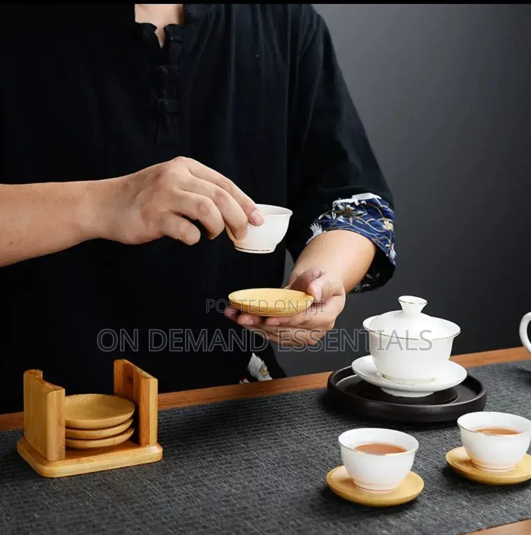 High Quality Elegant Bamboo Coaster Set