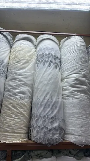 Window Curtain Sheer With Gold Print
