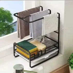Metallic Sink Caddy With a Draining Tray Stand Alone