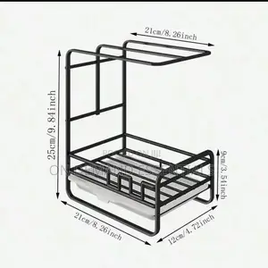 Metallic Sink Caddy With a Draining Tray Stand Alone