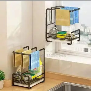 Metallic Sink Caddy With a Draining Tray Stand Alone