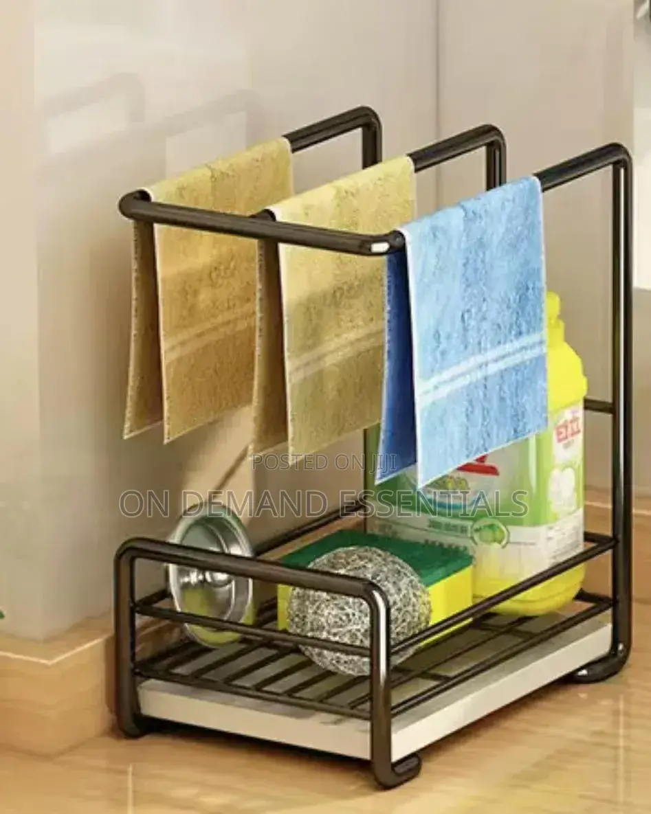 Metallic Sink Caddy With a Draining Tray Stand Alone