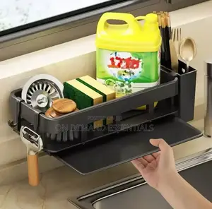 Kitchen Sink Drain Rack Sponge With Drain Tray and Cutlery Holder
