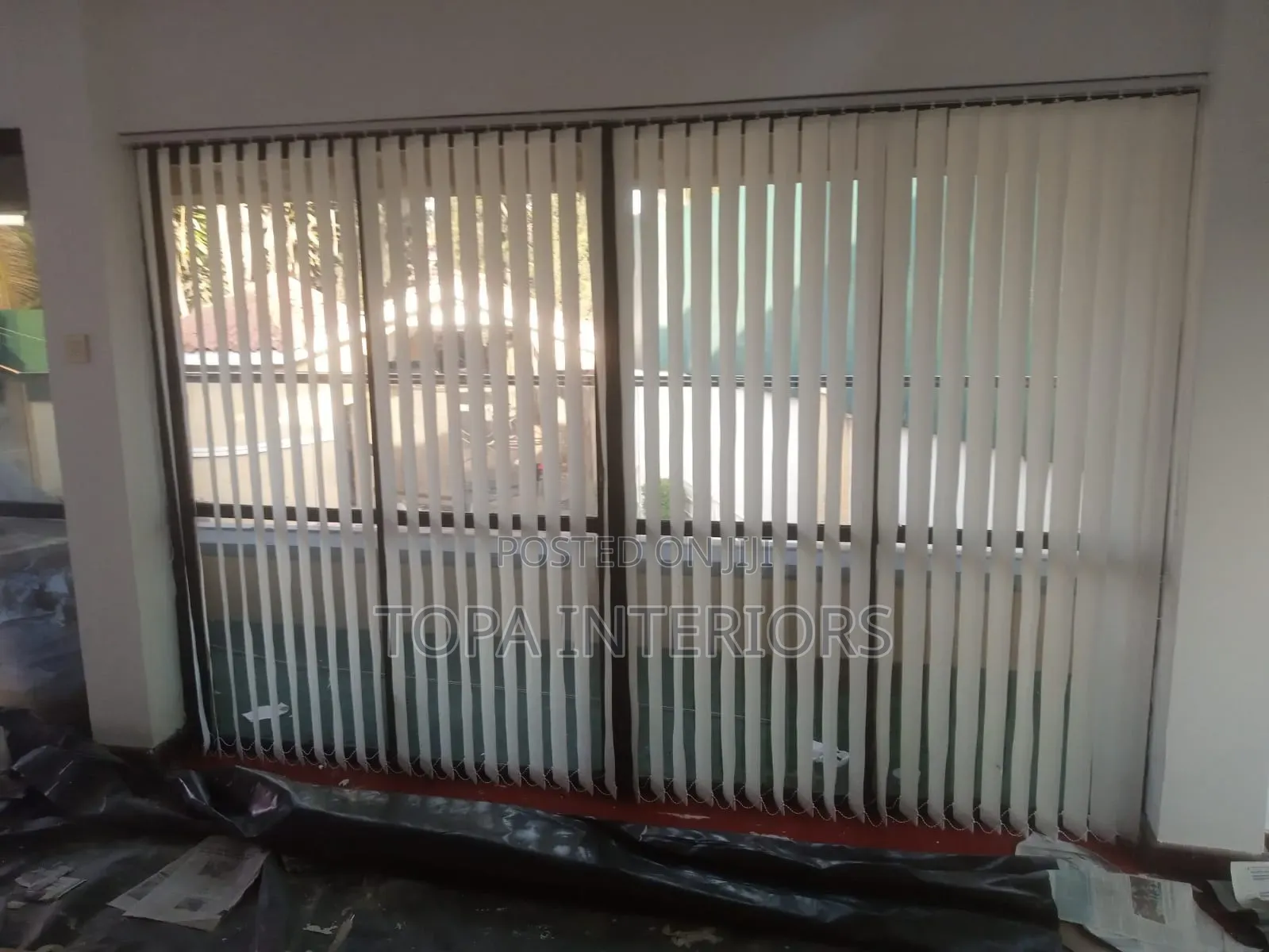 Off-White Curtain Blinds Professional Installation of Office Curtains