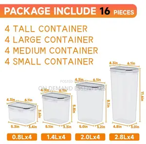 16pcs Food/Pantry Storage Containers