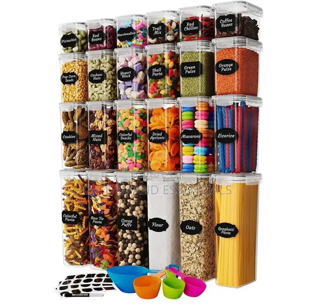 24pcs Bpa Free Airtight Plastic Containers Stackable