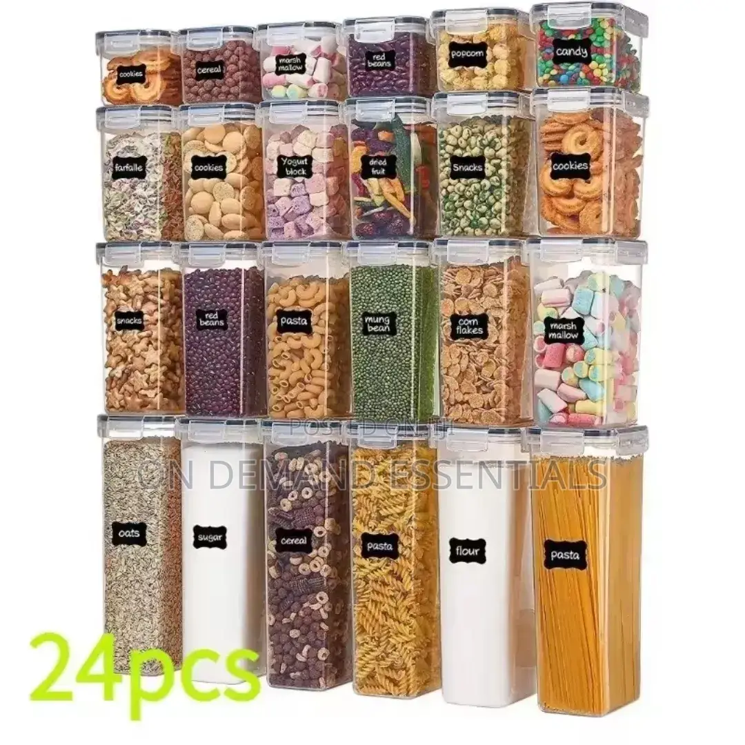 24pcs Bpa Free Airtight Plastic Containers Stackable