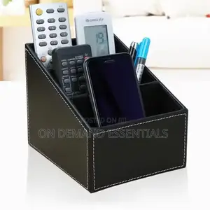 Multi-Compartment Leather Desk Organizer /Remote Organizer