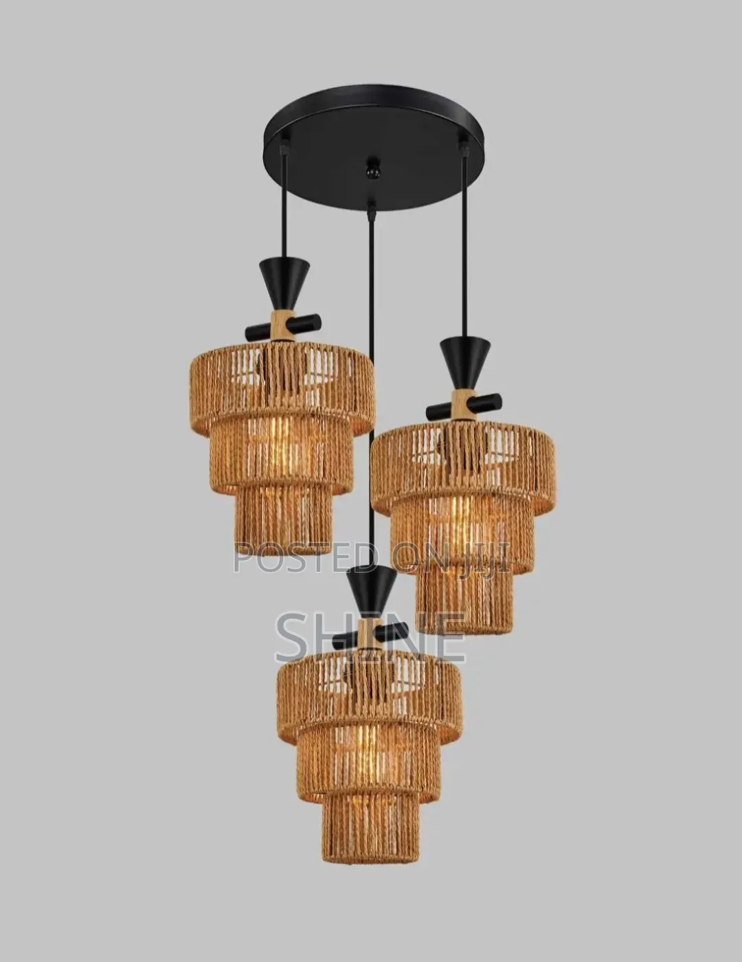 3 Light Woven Rope Pendant Chandelier