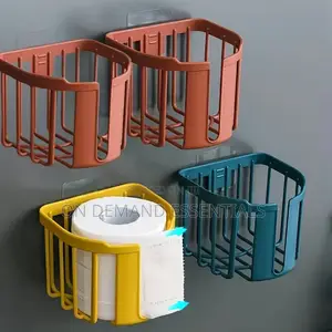 Punch-Free Toilet Paper Holder Shelf Bathroom Kitchen Tissue Box