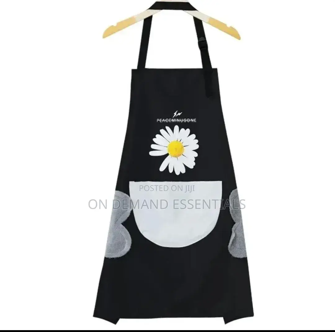 Waterproof Cute Floral Aprons Black and Cream
