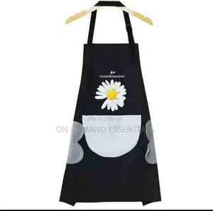 Waterproof Cute Floral Aprons Black and Cream