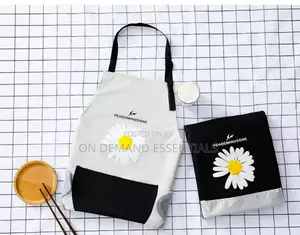 Waterproof Cute Floral Aprons Black and Cream