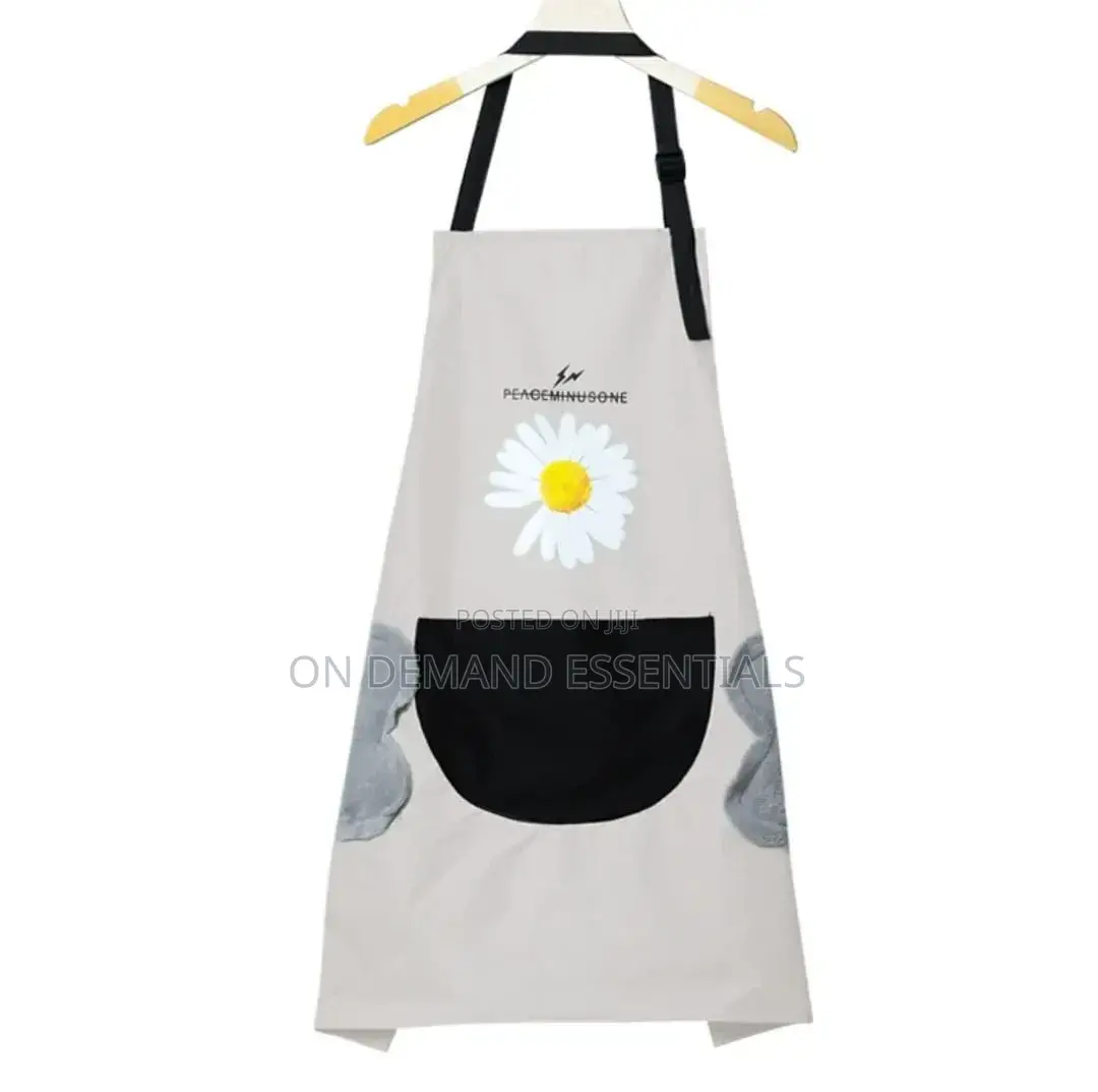 Waterproof Cute Floral Aprons Black and Cream