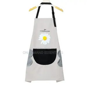 Waterproof Cute Floral Aprons Black and Cream