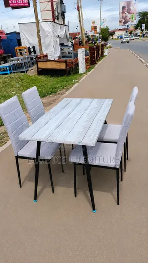 4 Seater Glass Dining Table Set With Cushion Chair