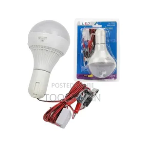 7W DC 12V LED Bulb With Battery Clips and Cable for Solar/Camping.