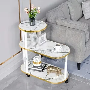 60x30x67cm 3 Layer 2 Oval Round Top Trolley Rack Table