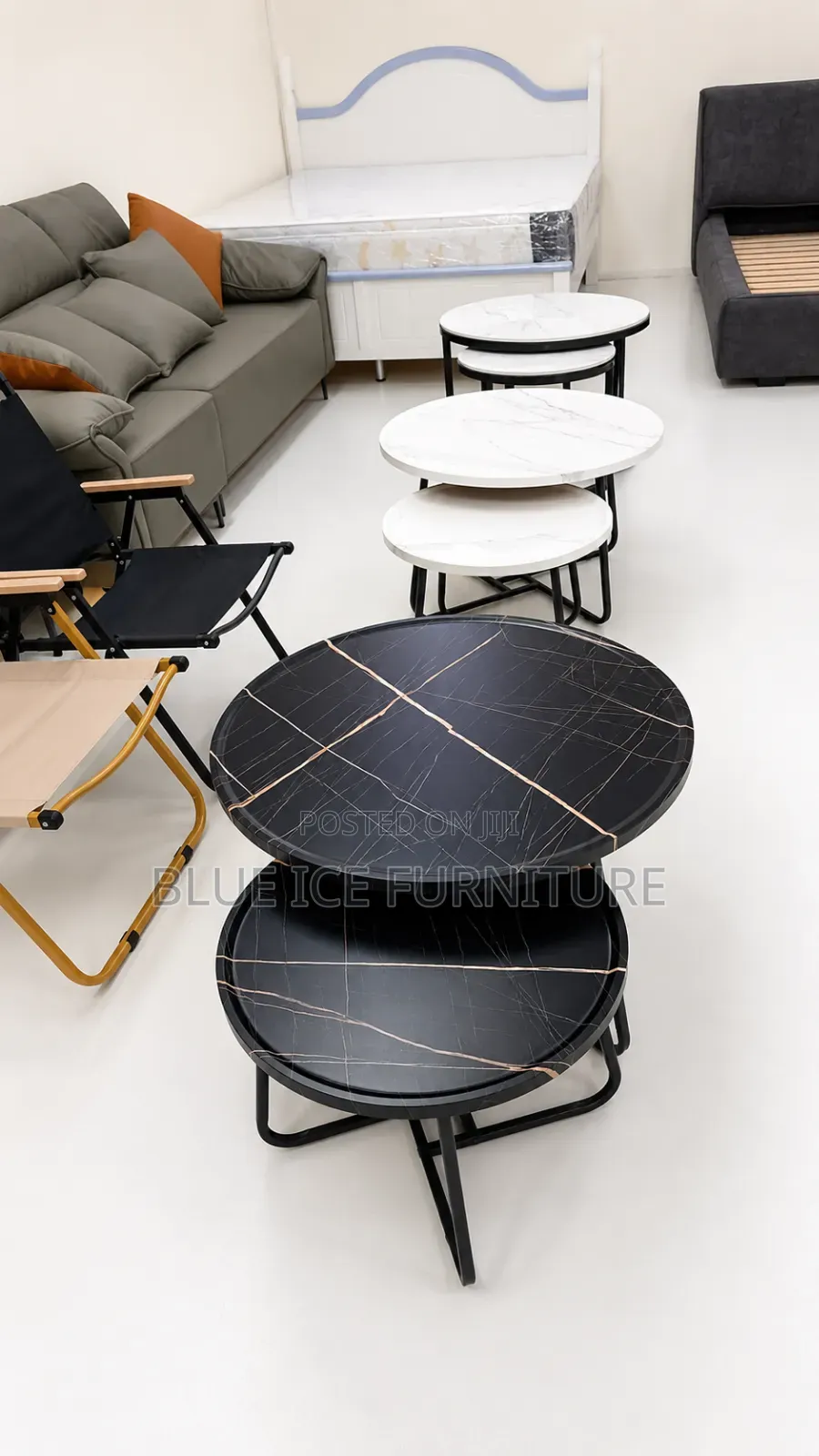 Modern Black White Nesting Coffee Table 2- In -1