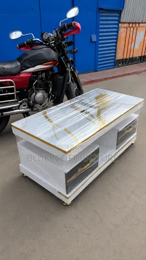 Modern Living Room Coffee Table White Gold