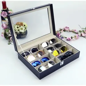 8 Slots High Quality PU Leather Sunglasses Organizer Box