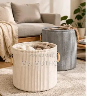 Corduroy-Textured Storage and Laundry Baskets
